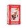 The tea pack is divided into two small packs, one shows Santa Claus with a bishop's crook and list and a teacup in his hand, the other shows a black Krampus with horns, a list and a broken teacup.