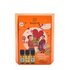 Orange colored package. On the package are three essential oils. In the center is a graphic of a man giving a woman a bouquet of flowers.