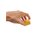 The spreader insert is held folded in one hand and shines in sunny yellow with the SONNENTOR logo on it.