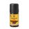 The bottle has a dark yellow label with an orange on it, in front of which is the black lettering "Orange"