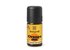 The bottle has a dark yellow label with an orange on it, in front of which is the black lettering "Orange"