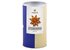 A star anise is placed as a photograph in the middle of the beige-blue tin.