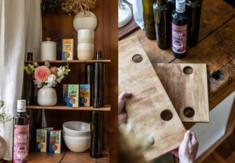 So einfach geht ein Flaschenregal mit SONNENTOR Sirupflaschen | © SONNENTOR